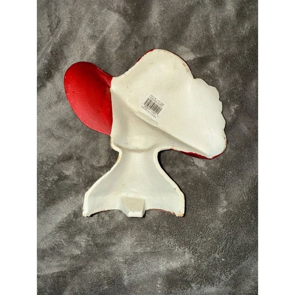 Vintage Red Hat society Cast Iron Doorstop with Purple Polka Dot Bow‎